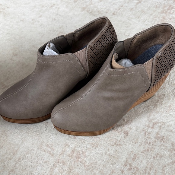 Dr. Scholl's Shoes - Dr. Scholl's Taupe Mules with Wedge Heel